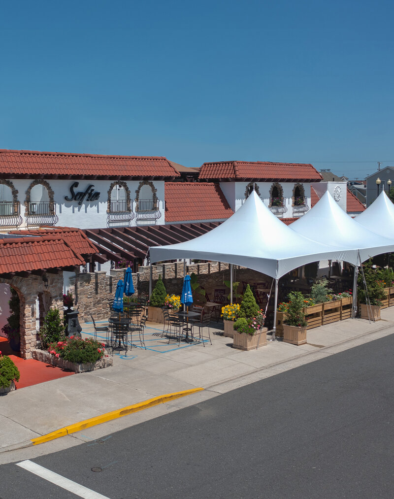 Ariel photo of outside dining area